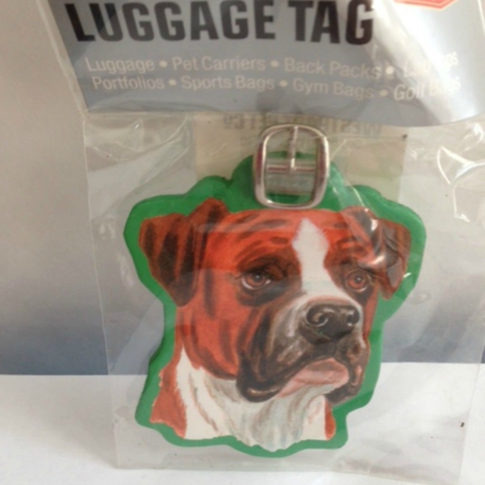 Bulldog Luggage Tag Baggage Uncropped Ears Dog
